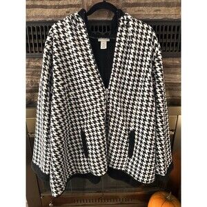 Catherins Plus 3x fleece zipup hoodie Black And White Print